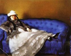 Edouard Manet Portrait of Mme Manet on a Blue Sofa Norge oil painting art